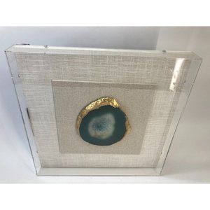 NWT Genuine Agate Framed Wall Hanging in Teal and Gold